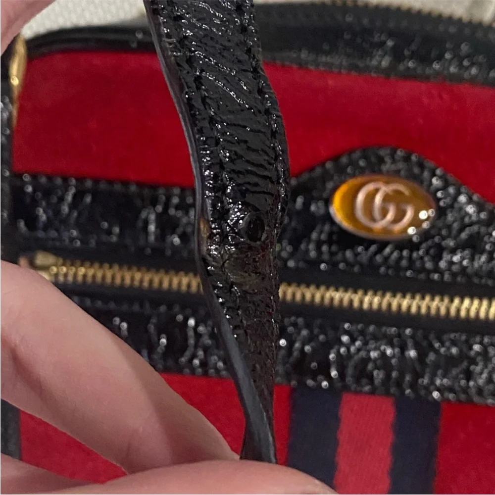 GUCCI Ophidia Red Suede Mini Shoulder Crossbody bag - Picture 8 of 12